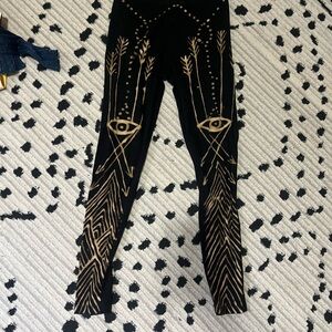 Hand painted Leggings brass arrow